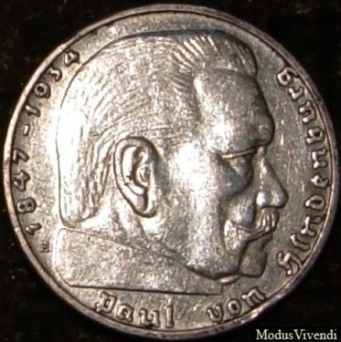 Монета две марки Гинденбург