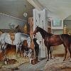 Картина на холсте 'На конюшне', выполнена в технике холст, масло, может быть приобретена в богатый особняк